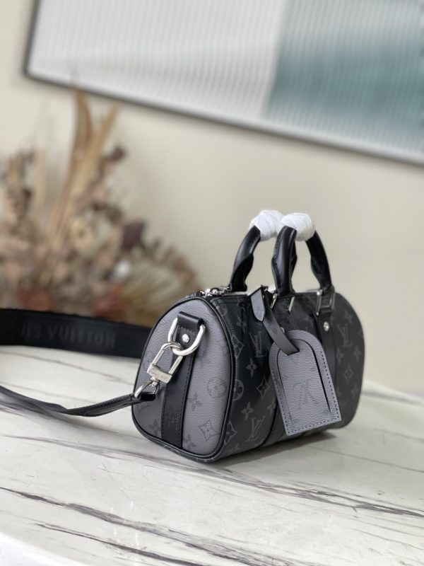 Louis Vuitton Black Flower This Keepall 25 Handbag - Image 5