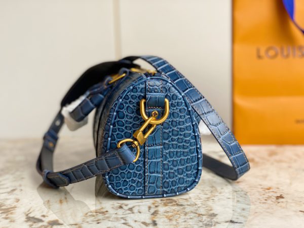 Louis Vuitton Keepall 25 Crocodile Pattern Men's Bag - Blue - Image 4