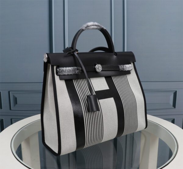 Hermes Outer Seam Black H Cloth Bag – Black - Image 5