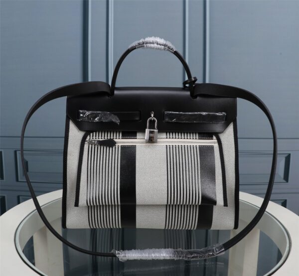 Hermes Outer Seam Black H Cloth Bag – Black - Image 4