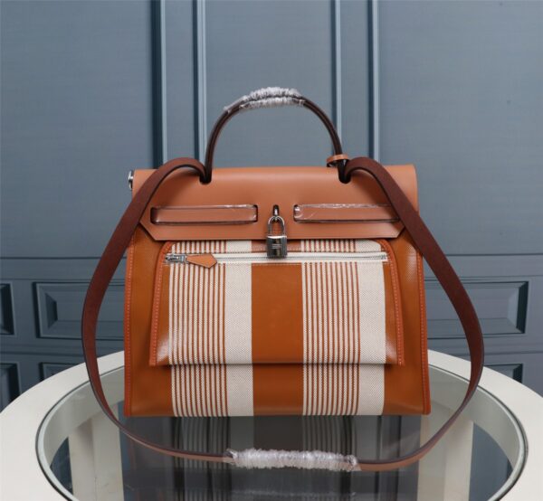 Hermes Outer Seam H Brown Cloth Bag – Brown - Image 5