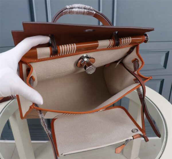Hermes Outer Seam H Brown Cloth Bag – Brown - Image 2