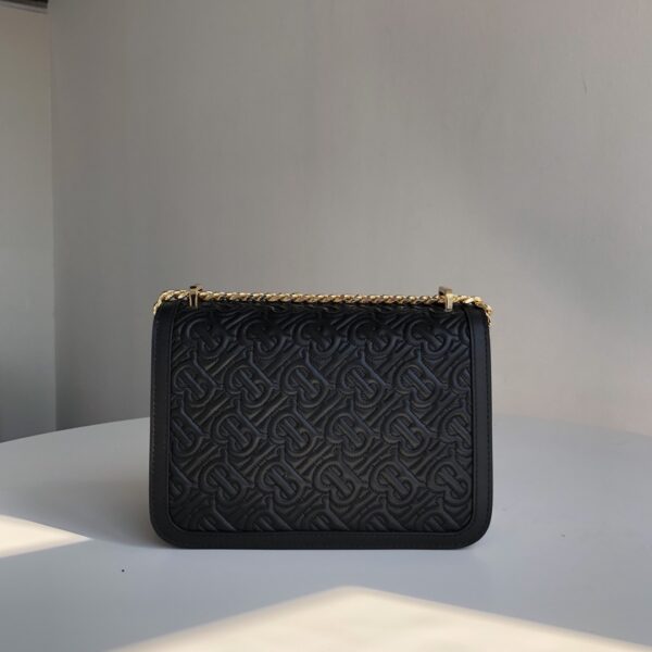 Burberry Medium TB Plaid Shoulder Messenger Bag - Black - Image 4