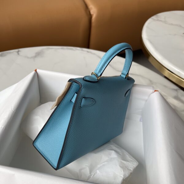 Hermes Mini Kelly Second Generation Handbag - Blue - Image 4