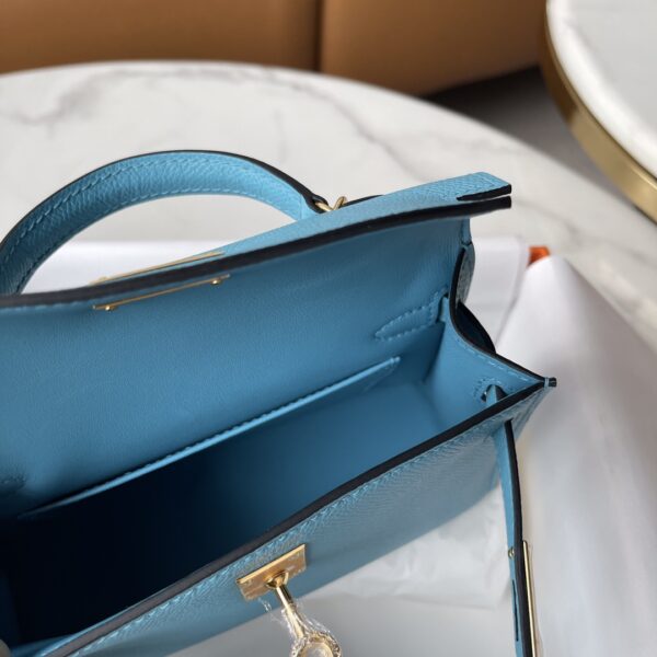 Hermes Mini Kelly Second Generation Handbag - Blue - Image 3