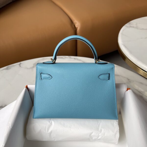 Hermes Mini Kelly Second Generation Handbag - Blue - Image 5