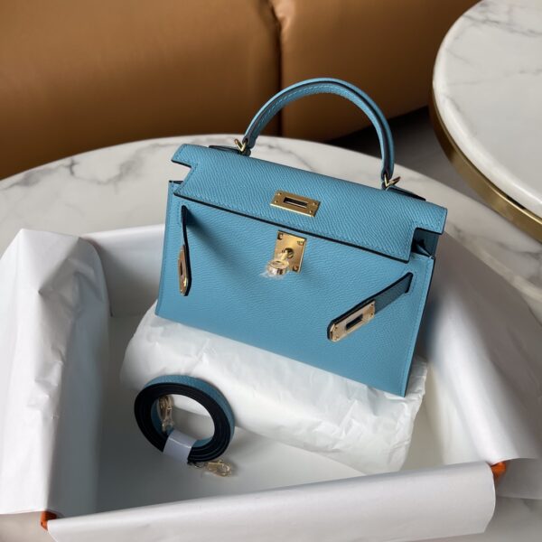 Hermes Mini Kelly Second Generation Handbag - Blue - Image 2