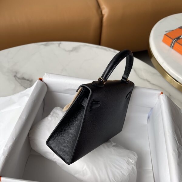 Hermes Mini Kelly Second Generation Handbag - Black - Image 4