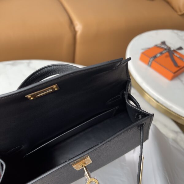 Hermes Mini Kelly Second Generation Handbag - Black - Image 3