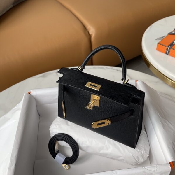 Hermes Mini Kelly Second Generation Handbag - Black - Image 2