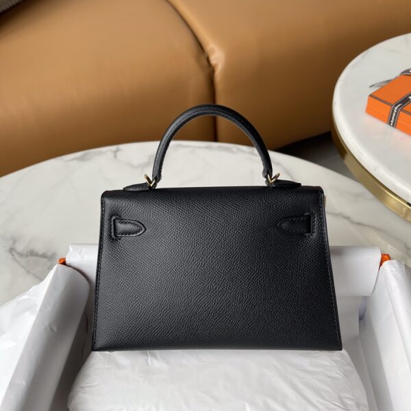 Hermes Mini Kelly Second Generation Handbag - Black - Image 5