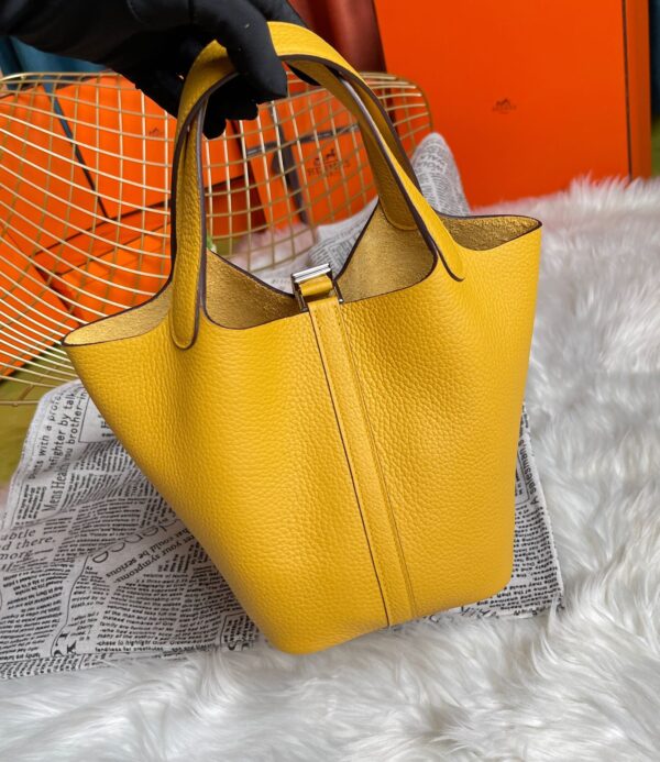 Hermes Picotin 18 Vegetable Basket Handbag - Amber Gold - Image 5