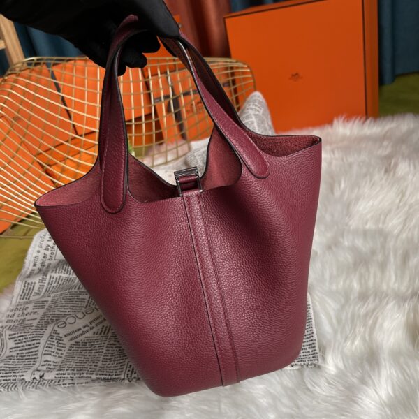 Hermes Picotin 18 Vegetable Basket Handbag - Wine Red - Image 5