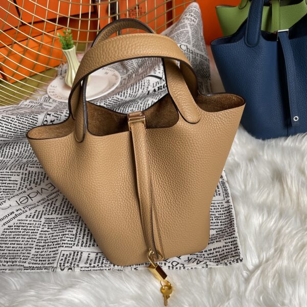 Hermes Picotin 18 Vegetable Basket Handbag - Biscuit Color - Image 5