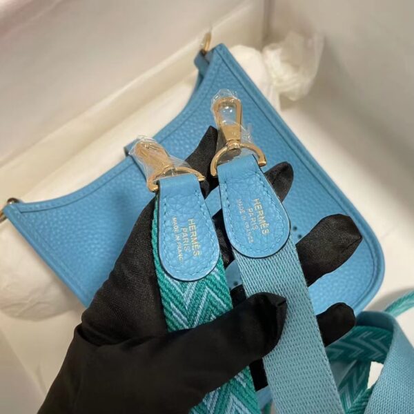 Hermes Evelyne Hollow H Letter Handbag - Sky Blue - Image 4
