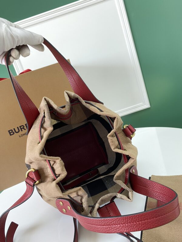 Burberry Canvas Check Bucket Bag - Red - Image 3