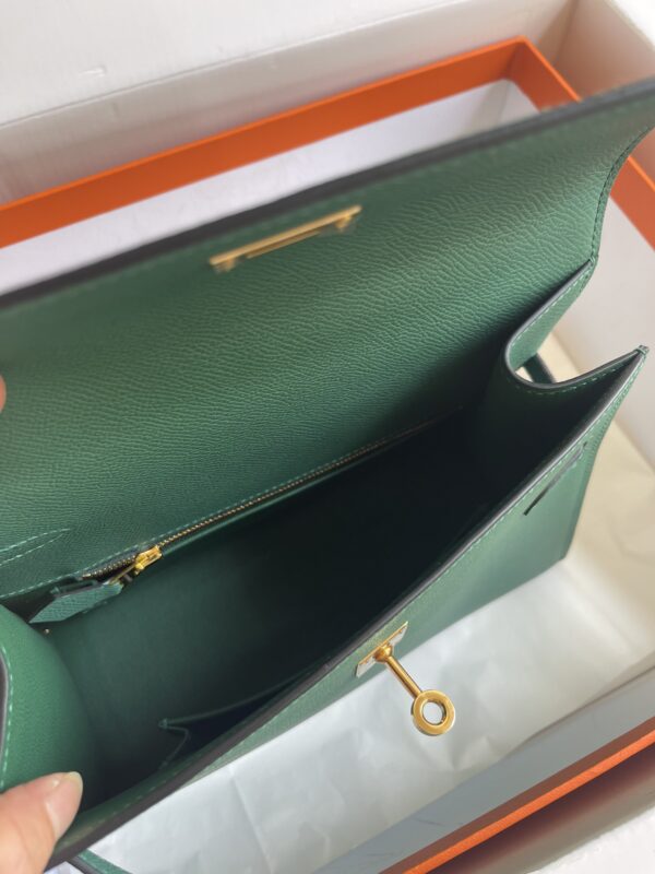 Hermes Kelly Pochette Handbag - Peacock Green - Image 3
