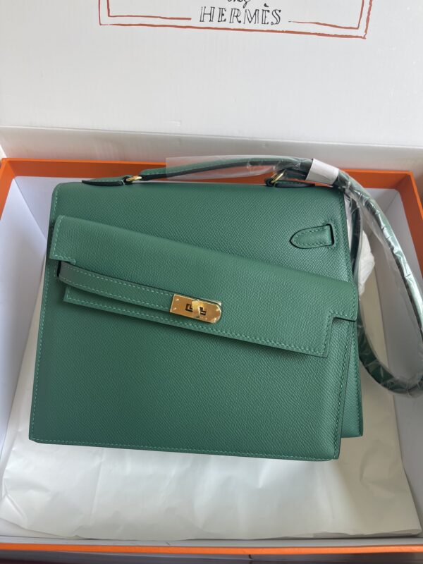 Hermes Kelly Pochette Handbag - Peacock Green - Image 5