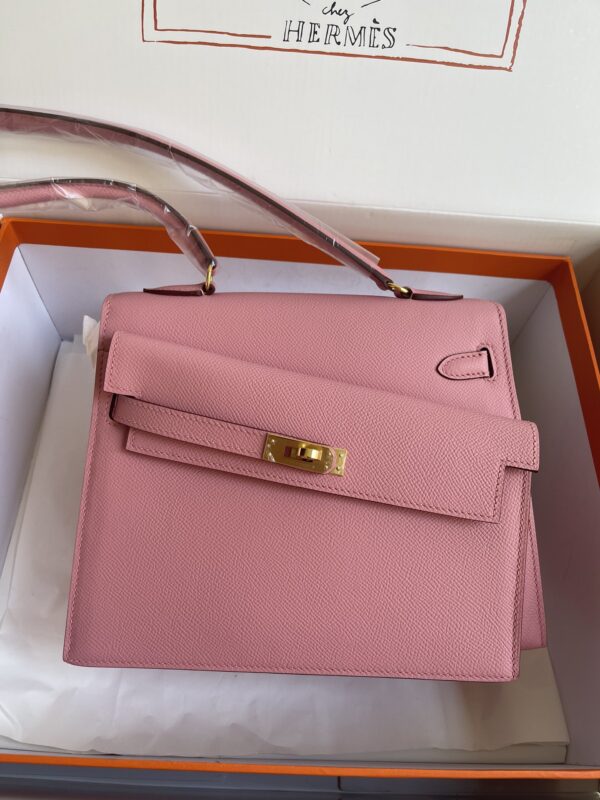 Hermes Kelly Pochette Handbag - Light Pink - Image 2