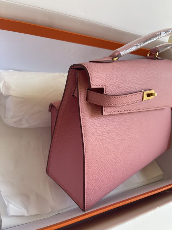 Hermes Kelly Pochette Handbag - Light Pink - Image 5