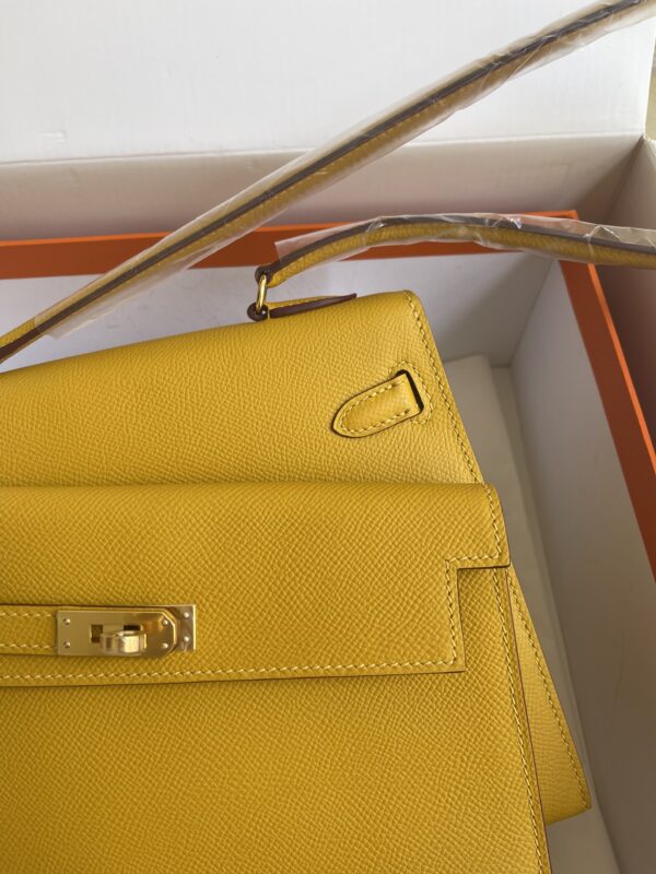 Hermes Kelly Pochette Handbag - Amber Yellow - Image 4