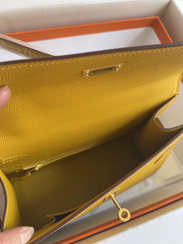 Hermes Kelly Pochette Handbag - Amber Yellow - Image 3