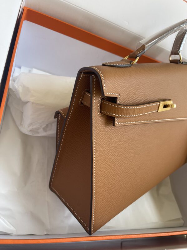 Hermes Kelly Pochette Handbag - Golden Brown - Image 5