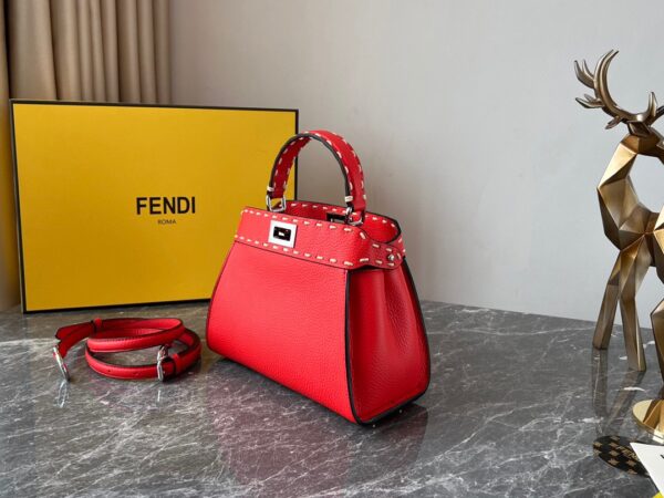 Fendi Iconic Peekaboo Handbag - Red - Image 5