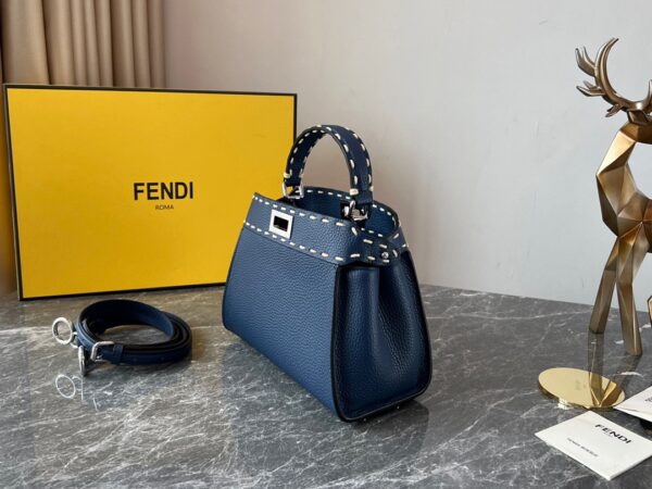 Fendi Iconic Peekaboo Handbag - Dark Blue - Image 5