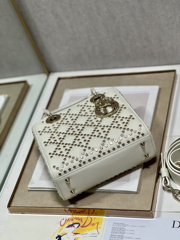 Dior Mini Lucky Star Shaped Rivet Beads Handbag - White - Image 4
