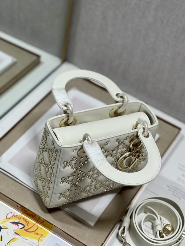 Dior Mini Lucky Star Shaped Rivet Beads Handbag - White - Image 3
