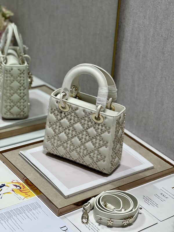 Dior Mini Lucky Star Shaped Rivet Beads Handbag - White - Image 5