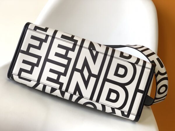 Fendi Roma and Marc Tote Bag - Black/White - Image 3