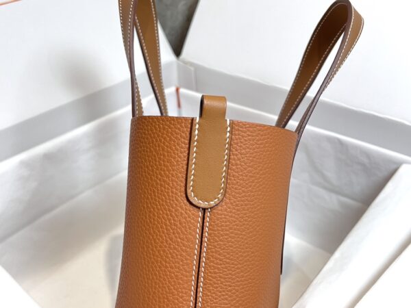 Hermes Pig Nose Vegetable Basket Bag - Golden Brown Silver Buckle - Image 2