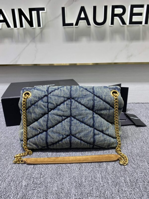YSL Loulou Puffer Denim Handbag - Blue - Image 5