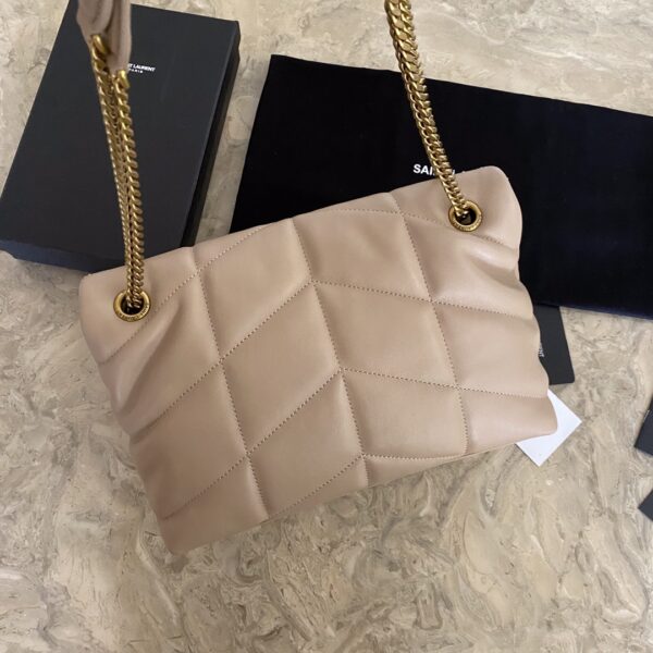 YSL Bi-Fold Back Shoulder Quilted Lambskin Medium Bag – Nude Pink - Image 3