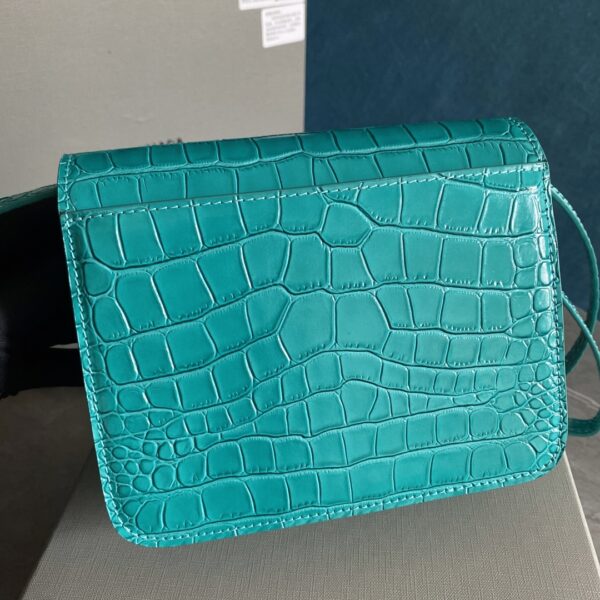 Balenciaga Crocodile Square Box B Bag - Blue - Image 4