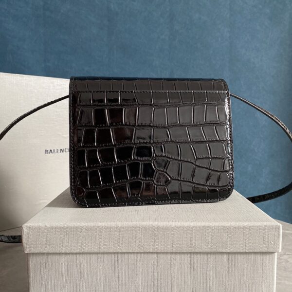 Balenciaga Crocodile Square Box B Bag - Black - Image 5