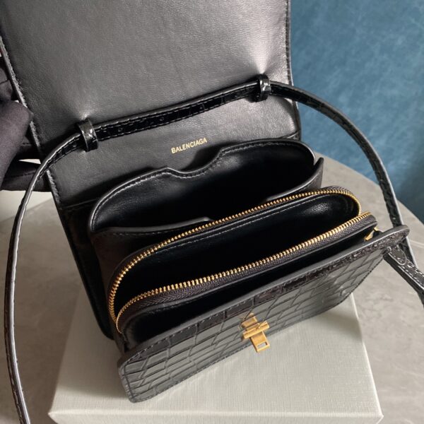 Balenciaga Crocodile Square Box B Bag - Black - Image 2