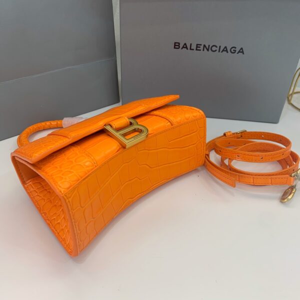 Balenciaga Crocodile Small Hourglass Bag - Orange - Image 4