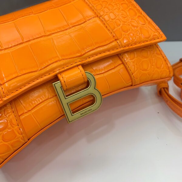 Balenciaga Crocodile Small Hourglass Bag - Orange - Image 3
