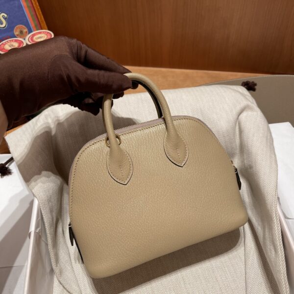 Hermes Mini Bolide Cute Little Shell Bag - Windbreaker Gray Trench - Image 4