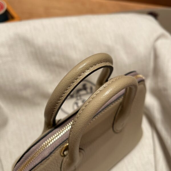 Hermes Mini Bolide Cute Little Shell Bag - Windbreaker Gray Trench - Image 3