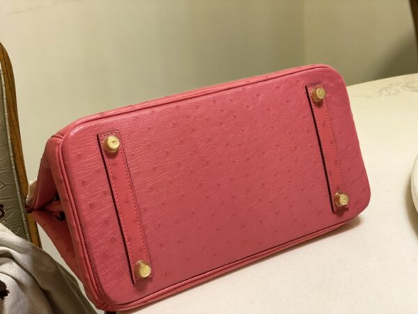 Hermes Ostrich Skin Hand Bag - Pink - Image 2