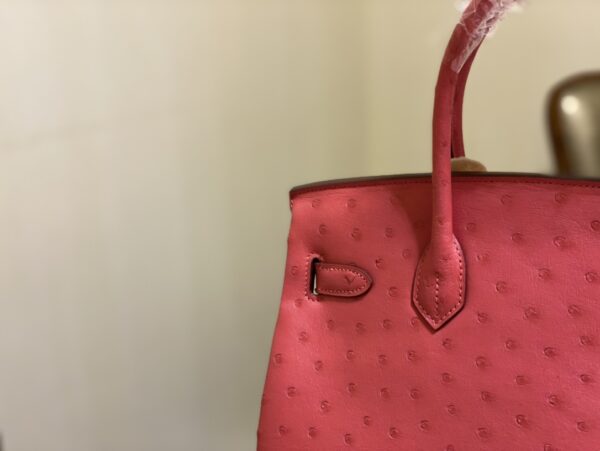 Hermes Ostrich Skin Hand Bag - Pink - Image 5