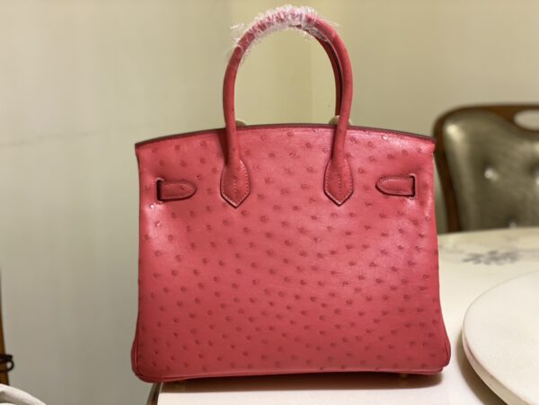 Hermes Ostrich Skin Hand Bag - Pink - Image 4