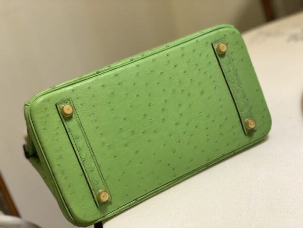 Hermes Ostrich Skin Hand Bag - Green - Image 2