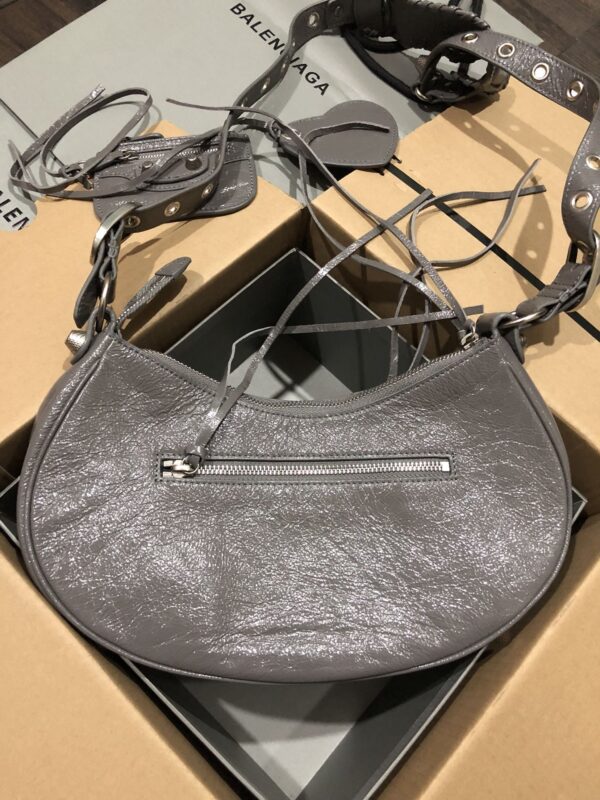 Balenciaga Le Cagole Half-Moon Large Armpit Dumpling Bag - Gray - Image 4
