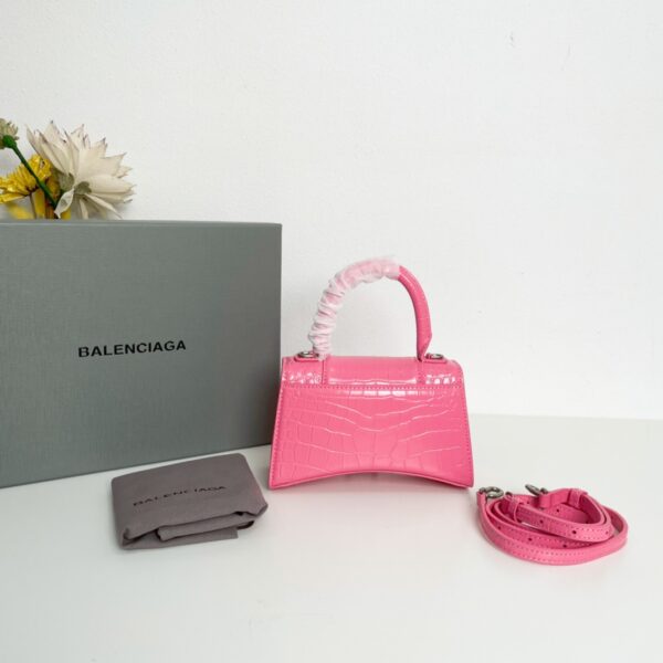 Balenciaga Crocodile XSmall Hourglass Bag - Pink - Image 5