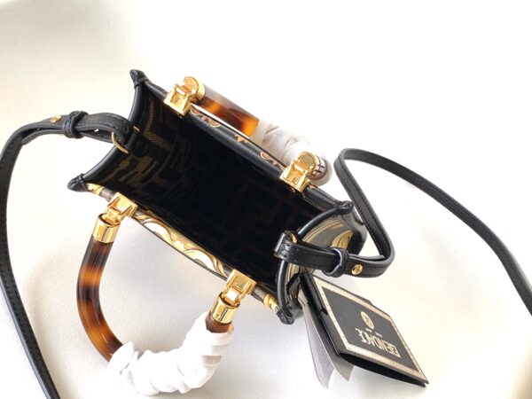 Fendi Joint Style Mini Sunshine Shopper Handbag - Black - Image 3